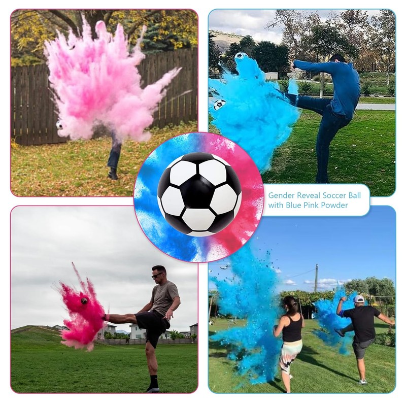 Gender Reveal Soccer Ball Kit Exploding Powder Balls for Baby Showers gallery
