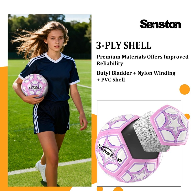 Soccer Ball Size 5 with Texture - PVC Soccer Ball & Butyl Bladder for Maximum... gallery