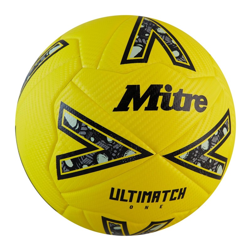 Mitre Ultimatch One Soccer Ball Size 5 Yellow Black Gray Durable Match Play gallery
