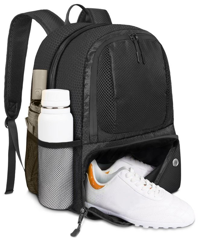 YOREPEK Soccer Backpack, Lightweight Bag with Ball Large, Coal Black