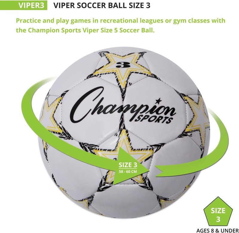 Viper Soccer Ball Size 3 - Soft Touch TPU, Youth Training Ball in Bright Colors gallery