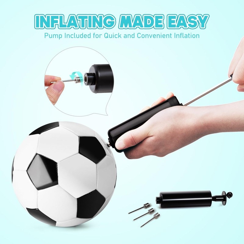 Soccer Ball Size 3 with Pump Deflated, 2-Pack Classic Soccer Balls for Kids T... gallery