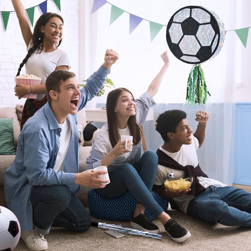 Versatile Soccer Piñata Party Set - Includes Blindfold, Stick, and More gallery