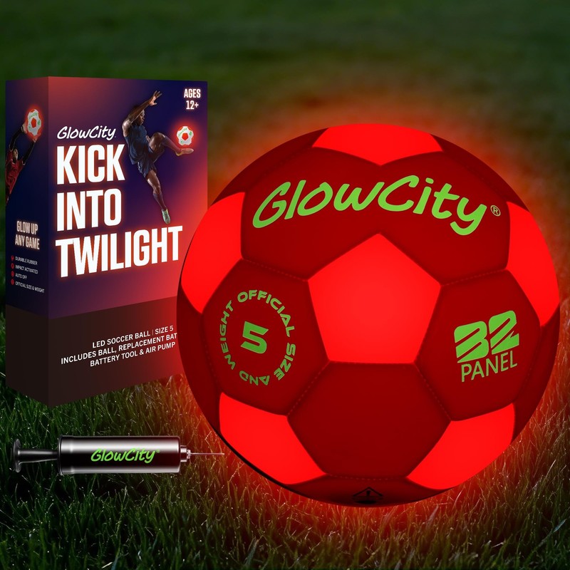 Glow in The Dark Soccer Ball | Light Up Indoor/Outdoor Soccer Ball with 2 LED…