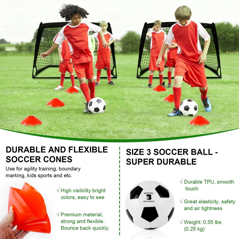 Kids Soccer Goals for Backyard Set - 2 Pack of 4' x 3' Portable Pop Up Soccer Ne gallery