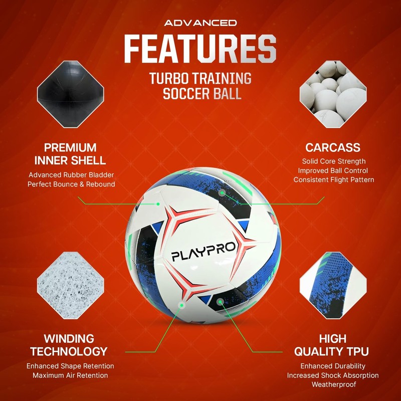 Turbo Soccer - Beautiful Design Size 2, 3, 4 and 5 for All Ages. (White/RED/Y... gallery