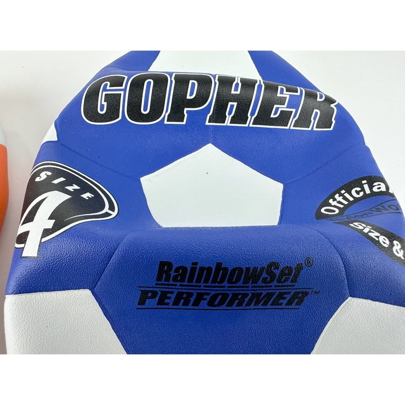 Gopher RainbowSet Performer Soccer Balls Size 4 Blue Orange 61-620 NEW Lot of 2 gallery