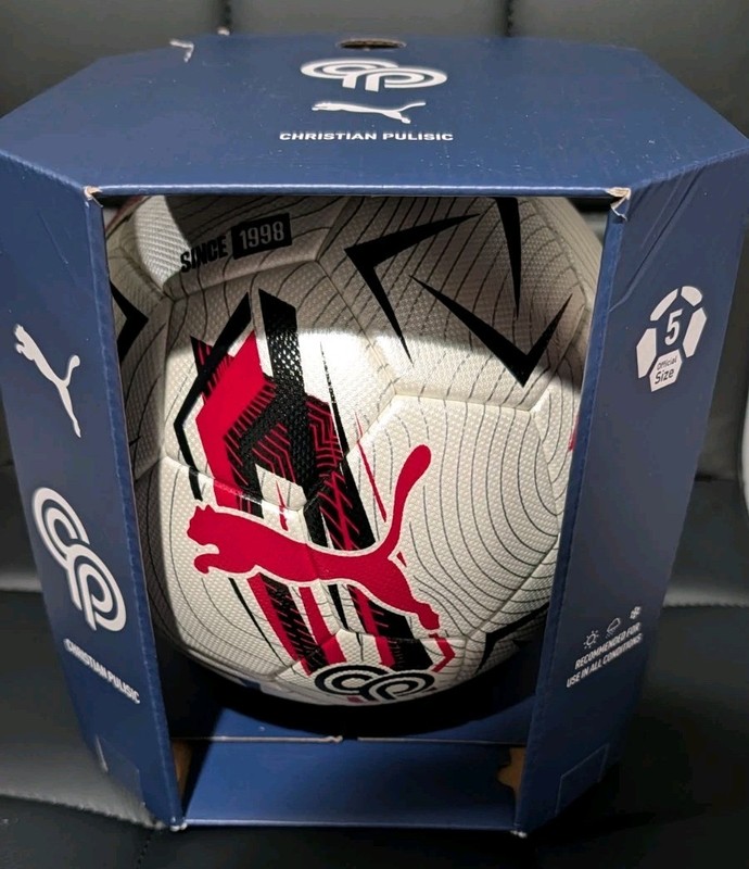 PUMA Christian Pulisic Never Stop Performance Soccer Ball-5-White/Red gallery