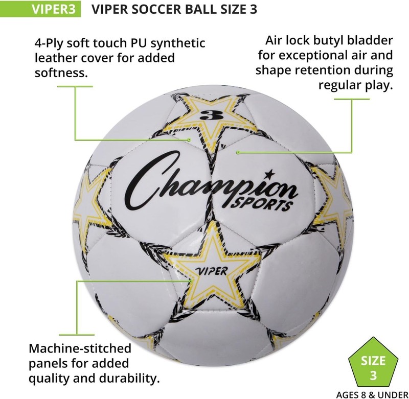 Multi-Color Viper Soccer Ball - Sizes 3-5, Durable for Indoor & Outdoor Training gallery
