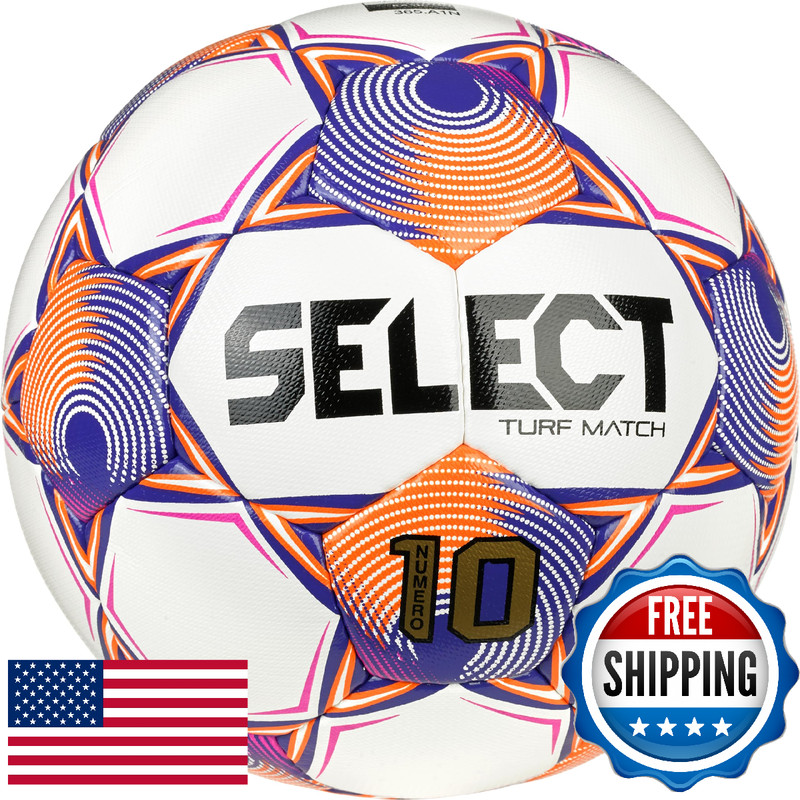 Select Numero 10 Turf Match Soccer Ball, White/Orange/Purple V25, Size 5