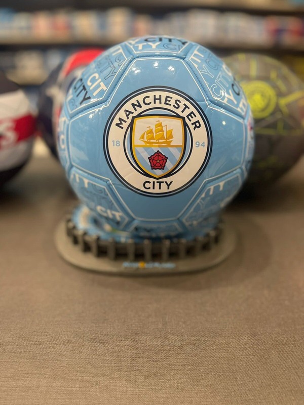 Manchester City Football Official Leather Size 5 Blue Halland
