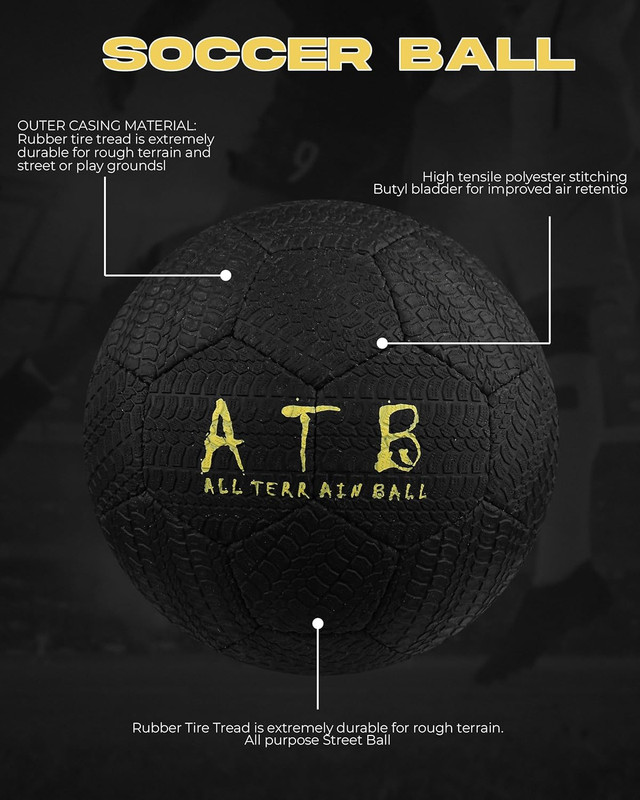 All Terrain Rubber Soccer Ball – Official Sizes 2, 3, 4 & 5 – Durable Street & T gallery