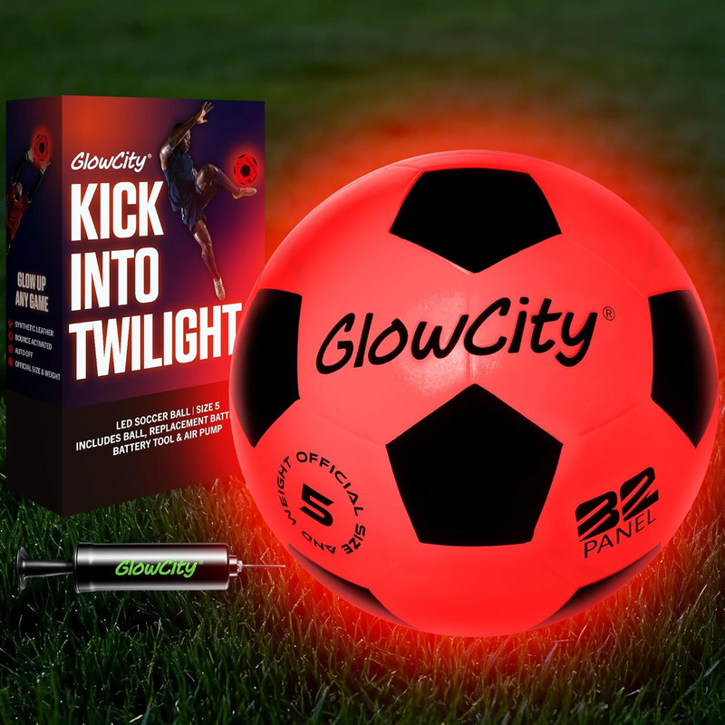Glow in the Dark Soccer Ball – Sizes 3, 4, 5 for Kids, Teens & Adults – Light up
