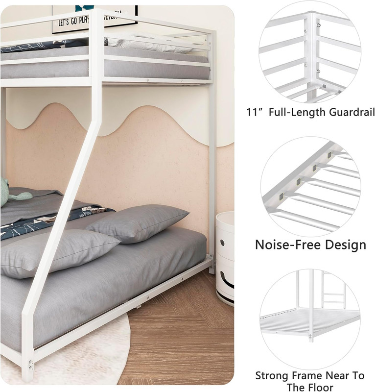 Sturdy Full Metal Bunk Bed - Low Profile, 500lb Capacity, No Box Spring Needed gallery
