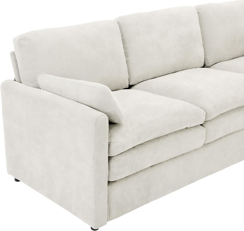 89" Modular Sectional Sofa - Comfy Cloud Couch with Removable Cushions, Beige gallery
