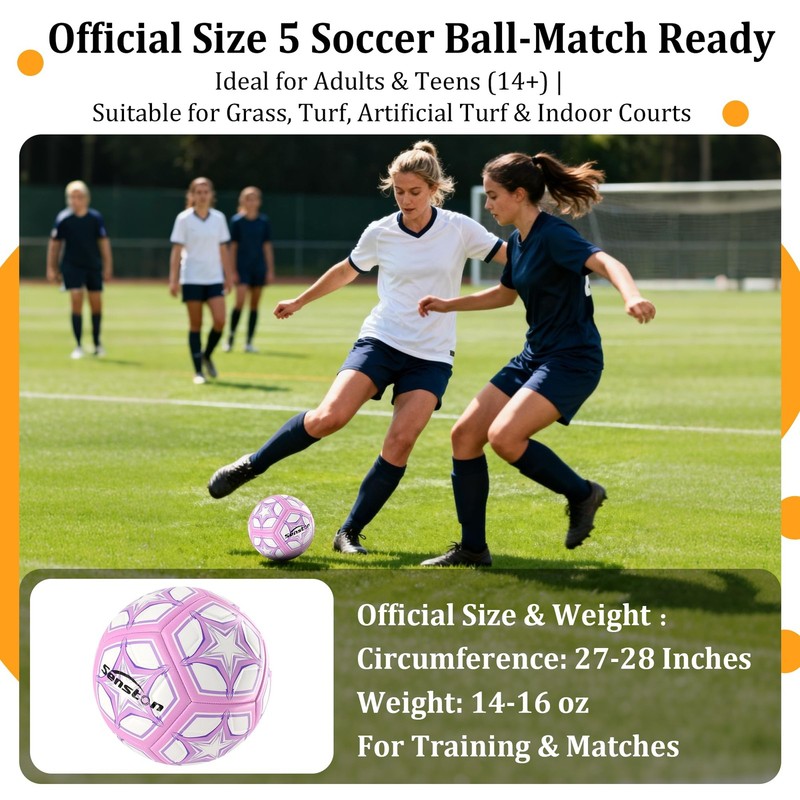Soccer Ball Size 5 with Texture - PVC Soccer Ball & Butyl Bladder for Maximum... gallery