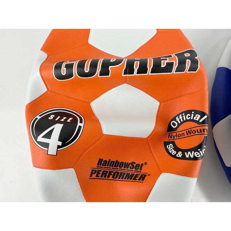 Gopher RainbowSet Performer Soccer Balls Size 4 Blue Orange 61-620 NEW Lot of 2 gallery