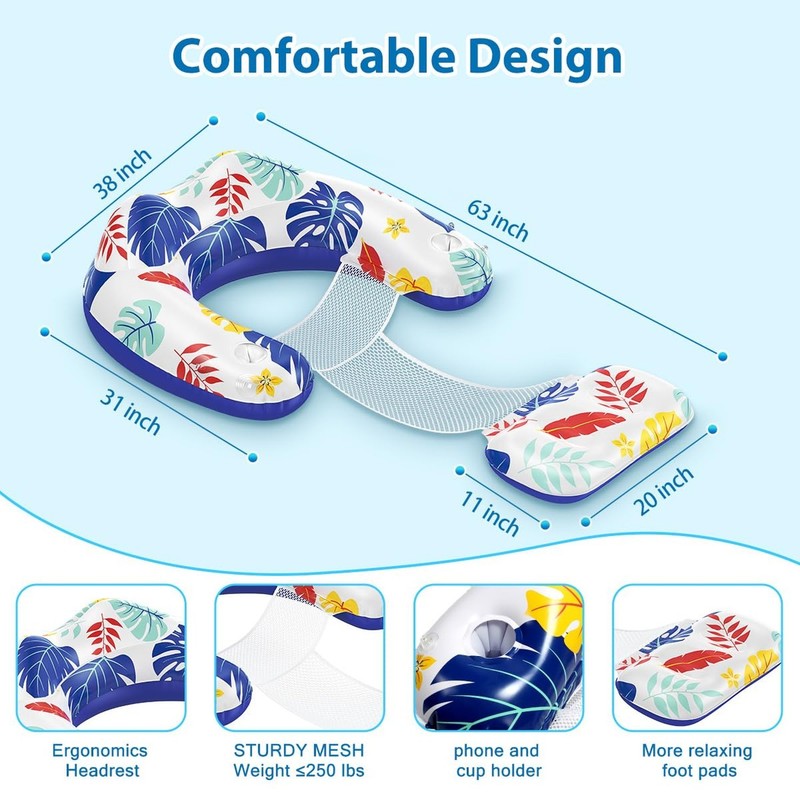 LAYCOL Pool Floats Adult with Adjustable Canopy, Inflatable Pool Float Chair ... gallery