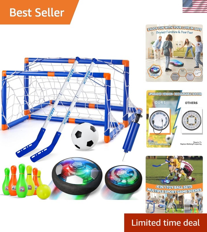 LED Floating Soccer and Hockey Toy Set – Ultimate Xmas Gift for Kids 3-12