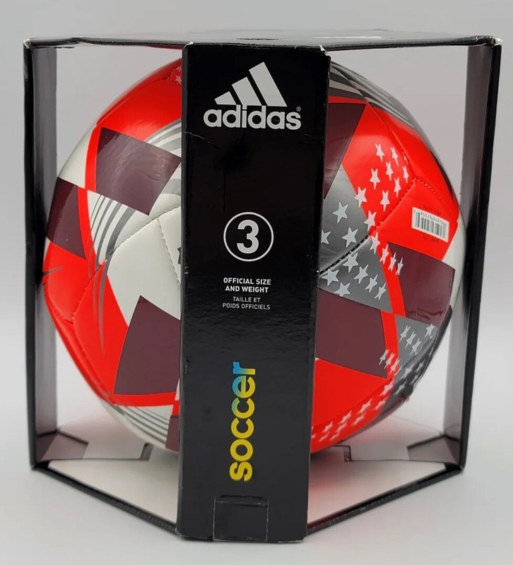 Adidas Nativo 21 Match Soccer Ball Replica MLS Club Size 3, Red & White