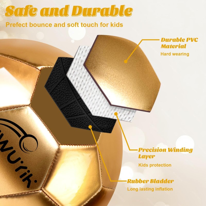 Size 5 Glitter Gold Soccer Ball Set with Pump Soccer Ball for Youth Adults Tr... gallery