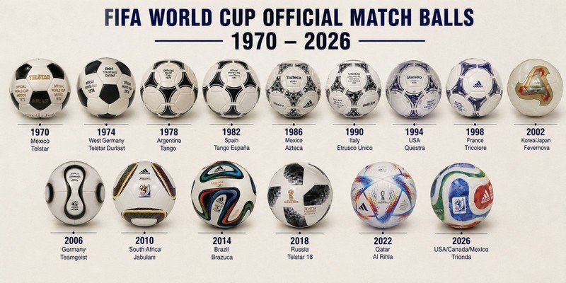 FIFA World Cup Official Match Balls Collection (1970–2026) | Historic Soccer Bal