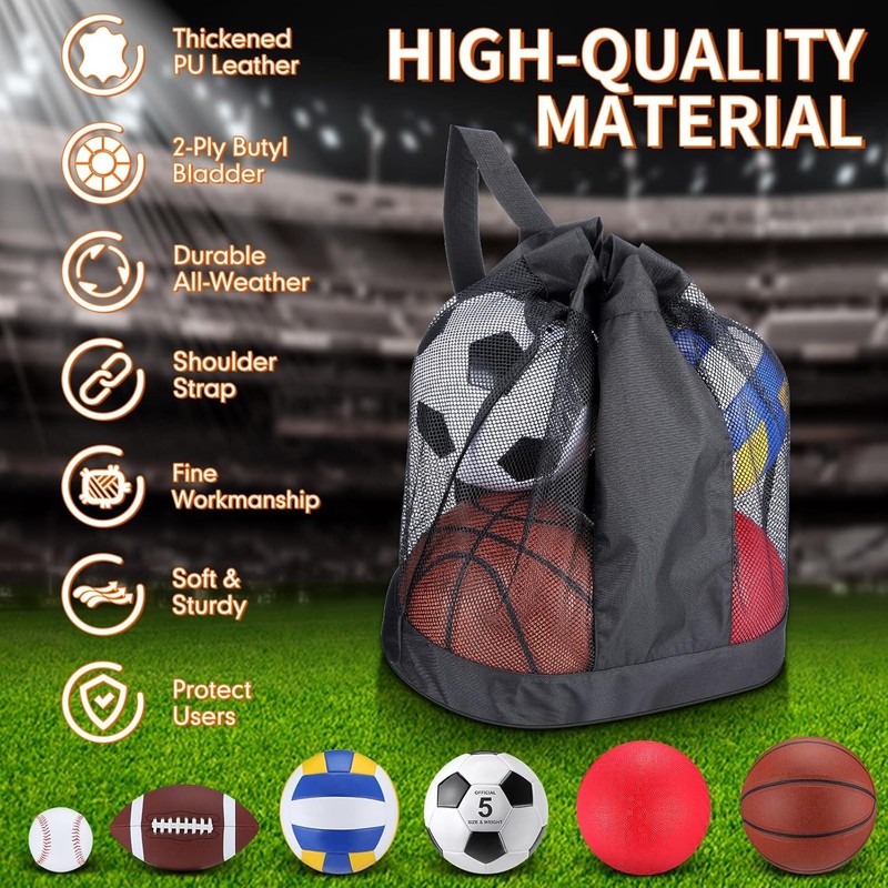 Leyndo 18 Pcs Sport Balls Bulk Set Basketball Football Soccer gallery