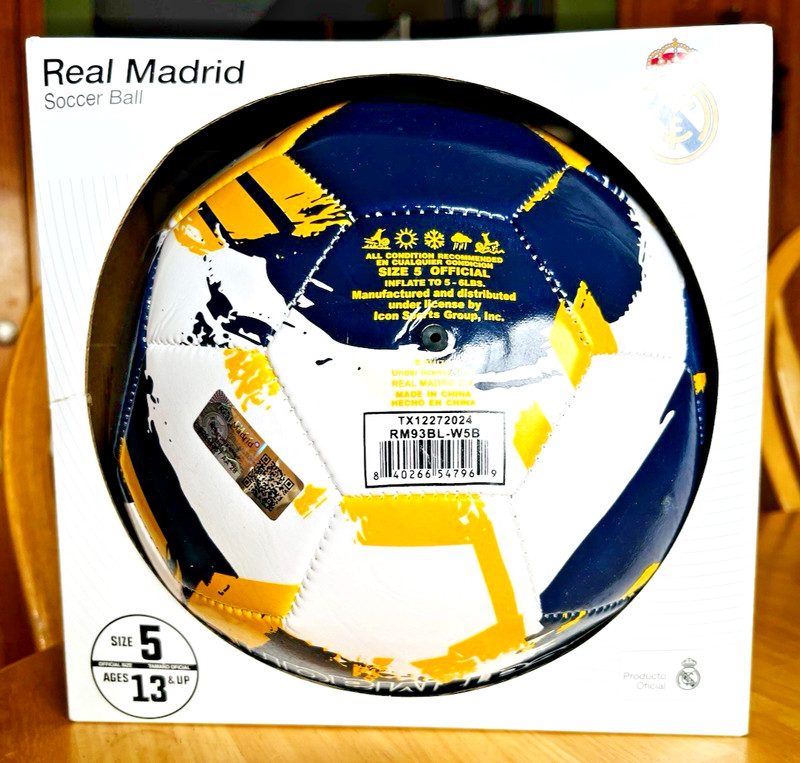 ICON Sports Real Madrid FC Soccer Ball Size 5 Official Licensed White Training gallery