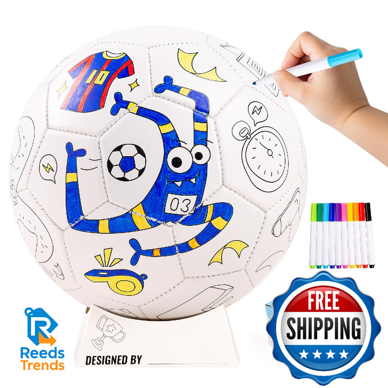 EVERICH TOY Paint Your Own Soccer Ball with Markers, Toddler Arts and Crafts Kit