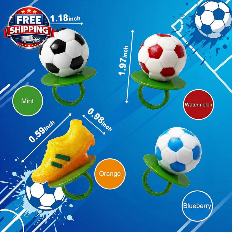Soccer Ball & Golden Boot Shaped 3D - Ring Candy Lollipops Individually Wrapped gallery