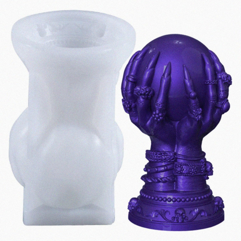 Ball & Claw Skull Rose Candle Molds - 3D Silicone Molds for Resin, Clay & Cake M