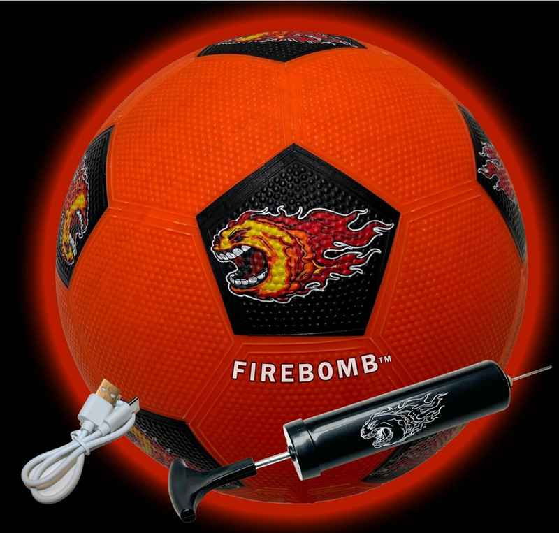 FireBomb™ LED Glowing Rubber Soccer Bomb™ Light Up Soccer Ball – Size 5 – Orange