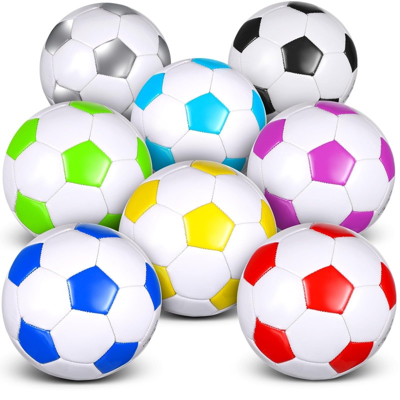HyDren 8-Pack Soccer Balls w/ Pump – Deflated Official Size, Sport Team Colors