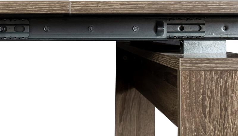 Expandable Dining Table for 6-10, Space-Saving Brown Console Design gallery