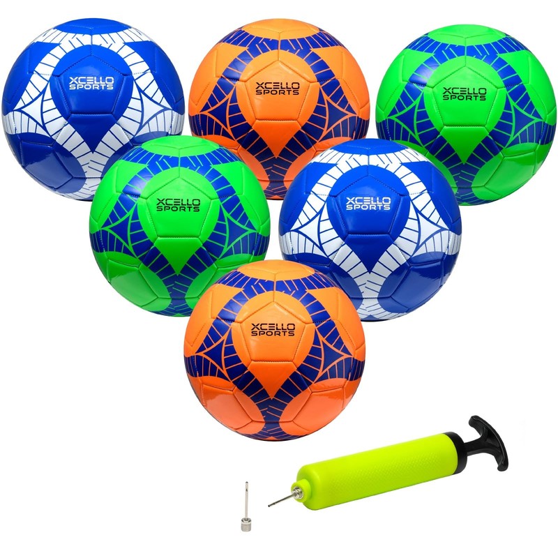 Xcello Sports Soccer Ball Size 4 Assorted Graphics (Orange, Green, Navy) with…