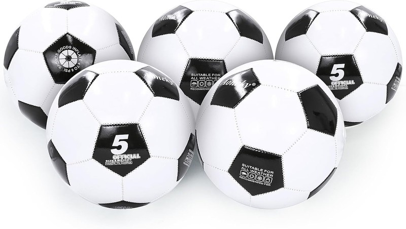 Durable Machine-Stitched Size 5 Soccer Balls with Pump - 5 Pack for Adults gallery