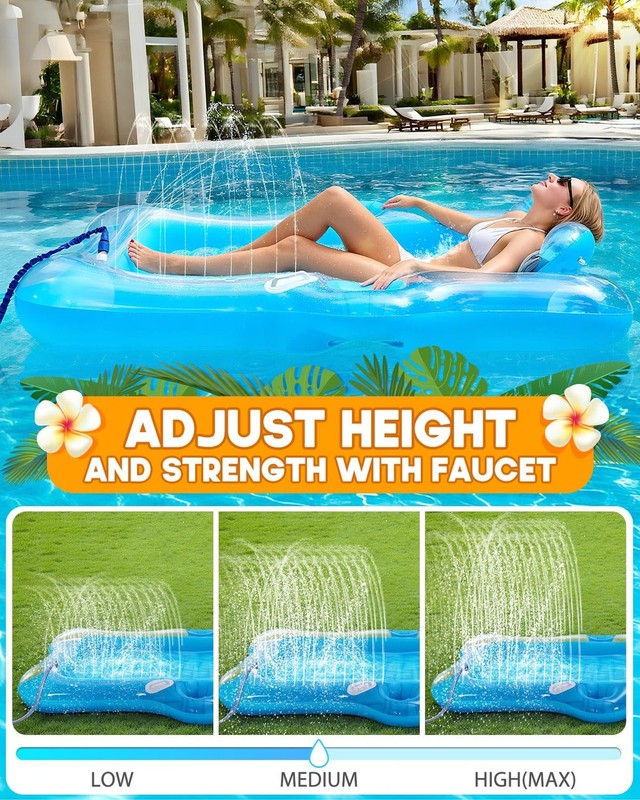 Snowalva Inflatable Tanning Pool Lounger Float, Pool Floats Adult with Automa... gallery