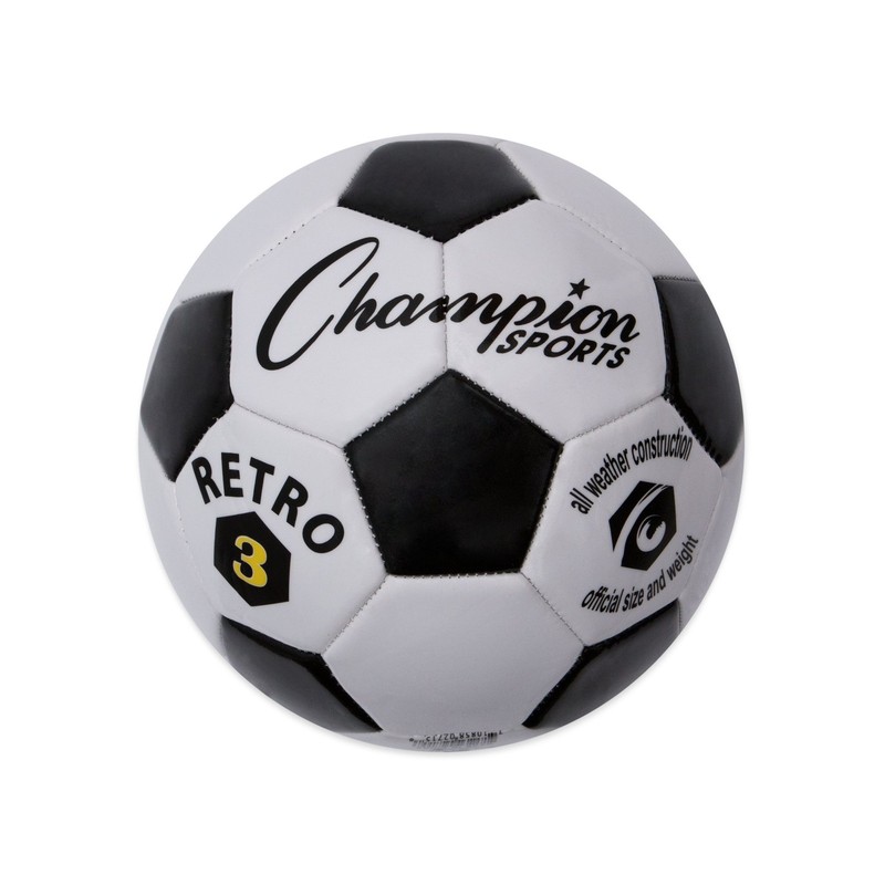 Champion Sports Retro Soccer Ball, Size 3 Black/White 3,