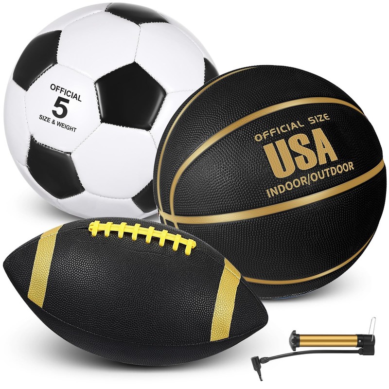 3 Pcs Sports Balls Sport Set for Teens Adults Including Official Size Soccer ...