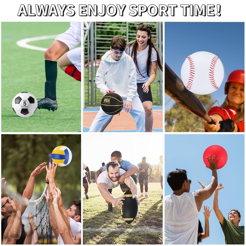 6 Pcs Multi Sport Ball Set Official Size Football Basketball Soccer Volleybal... gallery