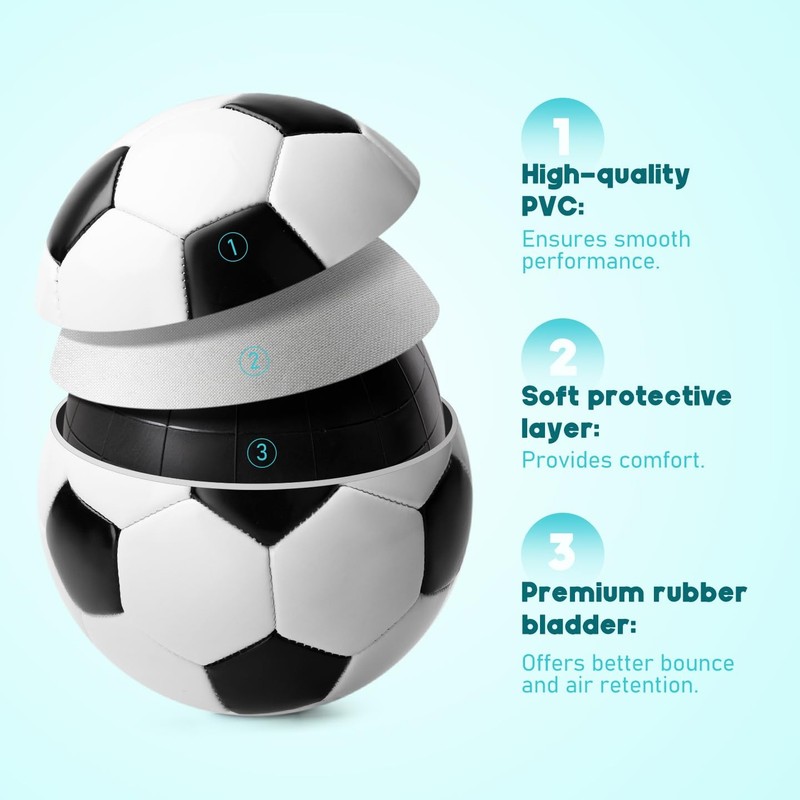Soccer Ball Size 3 with Pump Deflated, 2-Pack Classic Soccer Balls for Kids T... gallery