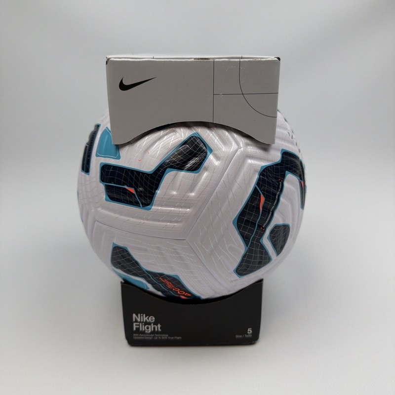 Nike Flight Soccer Ball Size 5 White Blue Hyper Crimson FZ3023-100 24/25