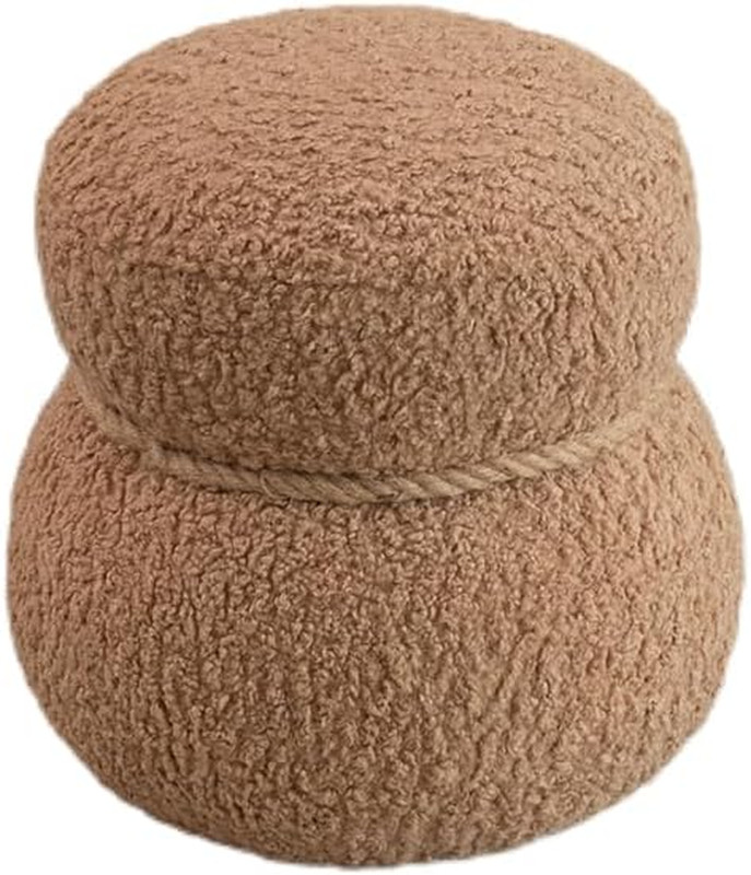 Snowman-Shaped Ottoman Foot Stool for Kids, Light Brown Upholstered Bench gallery