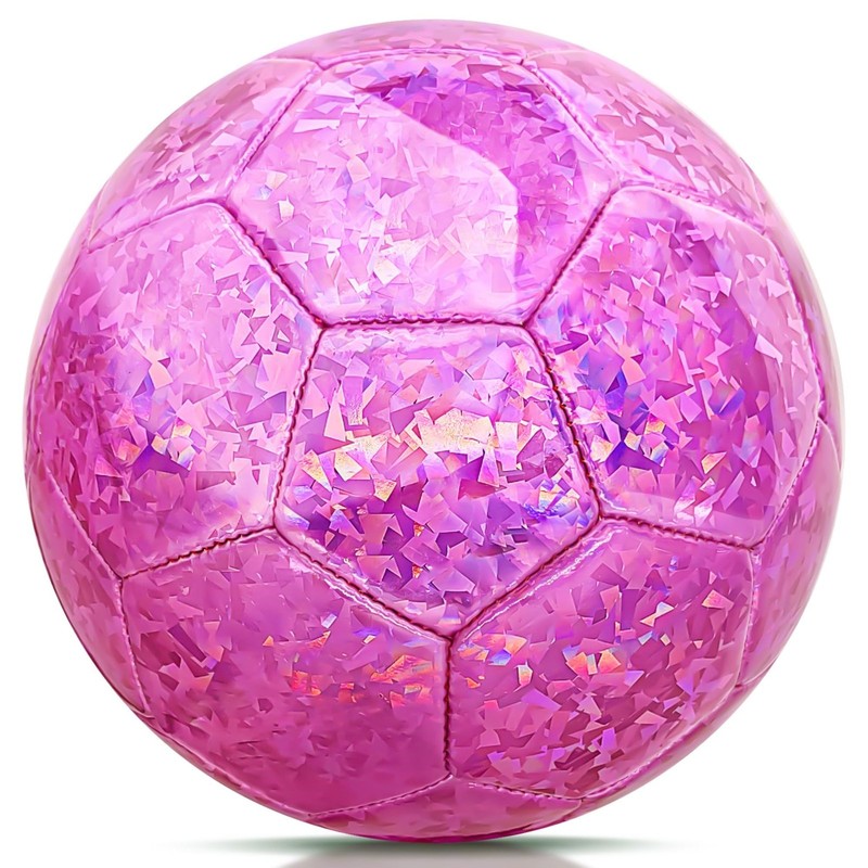 Size 4 Soccer Ball Glitter Pink – Kids Aged 4-6 6-8 8-12 Outdoors Sports Trai…
