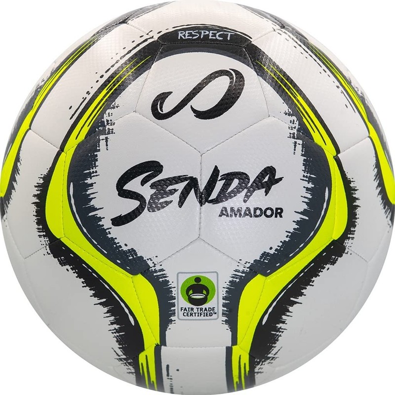 SENDA Amador Training Soccer Ball, Fair Trade Certified, White/Yellow, Size 4...