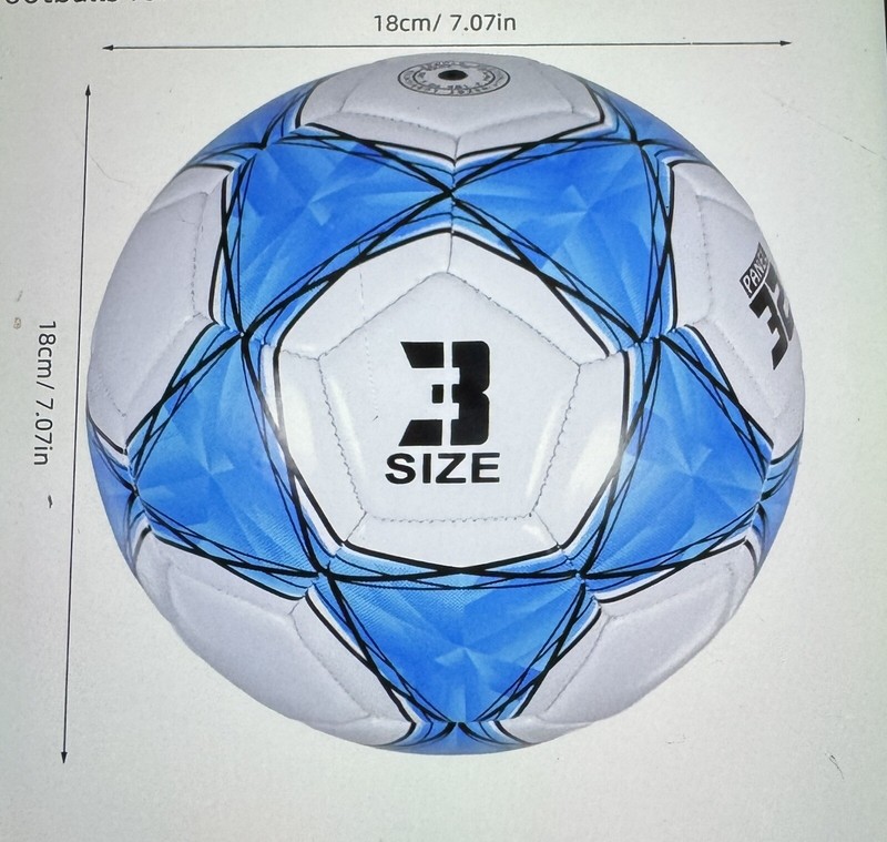 Soccer Ball 32-Panel, White/Blue Size 3, mini soccer/football training Backyard