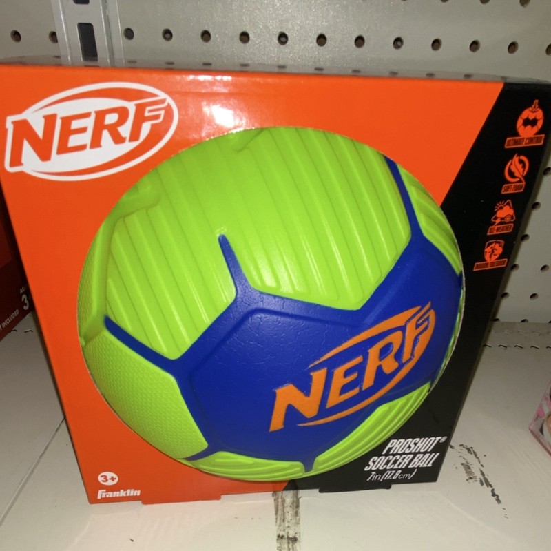 NERF Proshot Soccer Ball Foam High Visibility Green Blue Orange 7in