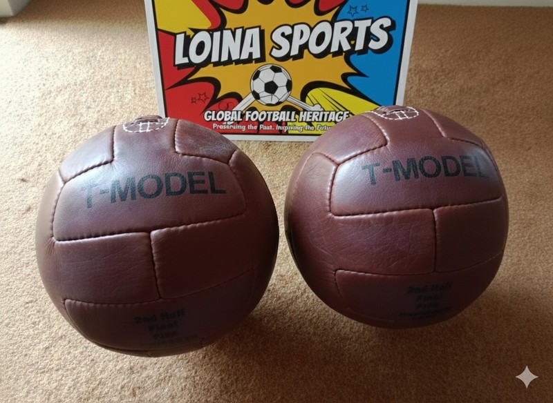 Vintage Leather Football T-Model | Retro Brown Soccer Ball 2 pcs set