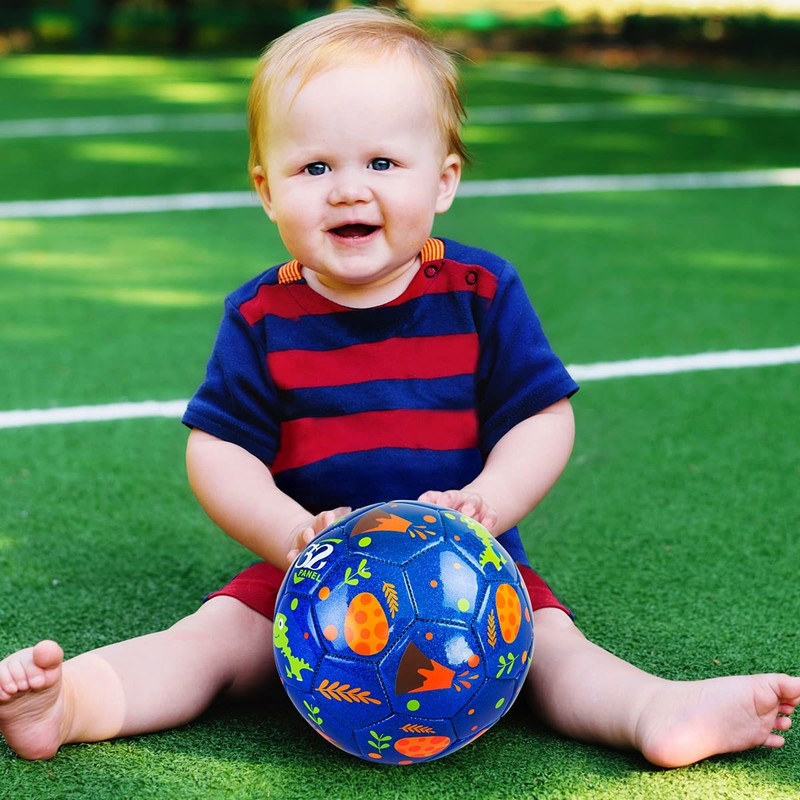 Toddler Soccer Ball Size 2 with Pump Deflated, Blue Dinosaur Cartoon Ball for... gallery