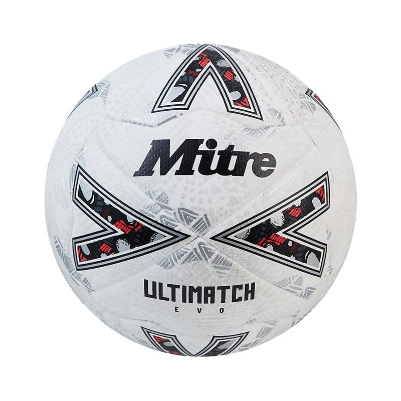 Mitre Ultimatch Evo White Soccer Ball Durable Match Ball for Grass Astro Turf gallery
